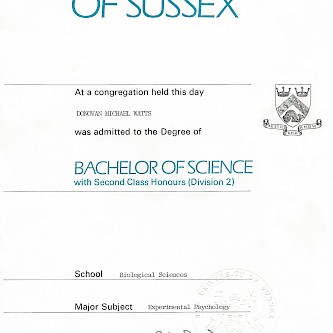 University of Sussex BSc Degree in Experimental Psychology