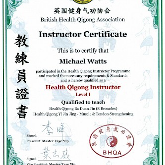 BHQA instructor certification for teaching Ba Duan Jin and Yi Jin Jing