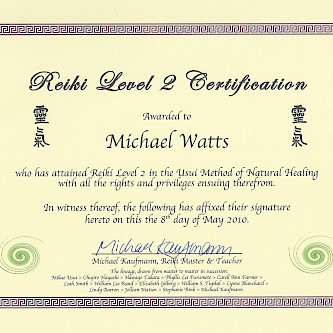 My Reiki Level 2 certification instructor Michael Kaufmann