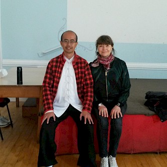 My wife Iwona, with Sifu Wing Cheung at Shibashi III instructor training workshop in Hastings, in May 2016