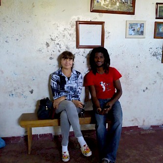 My wife Iwona, in Sao Vicente Cape Verde, March 2018, with assistant Capoeira instructor Steven Roberto Da Luz