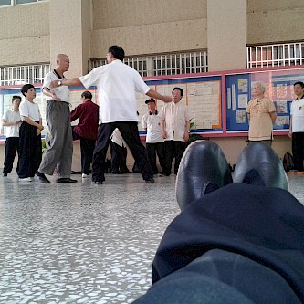 Senior Tai Chi Chuan Master Zuen Wei-Ming teaching other instructors in Taipei, Taiwan